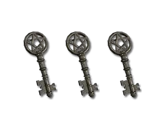 Key Set featuring three antique-style key blanks with pentagram-shaped heads, ideal for custom lock systems or decorative hardware use.